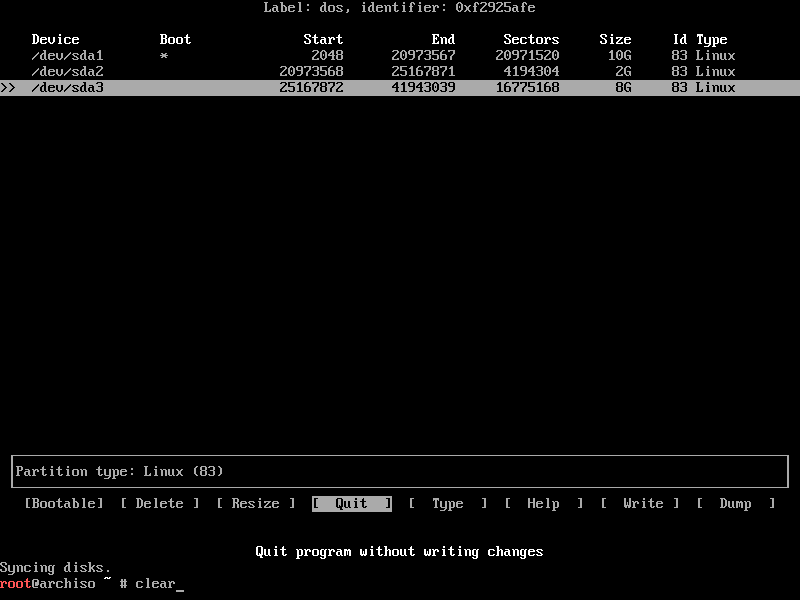 Arch clearing terminal